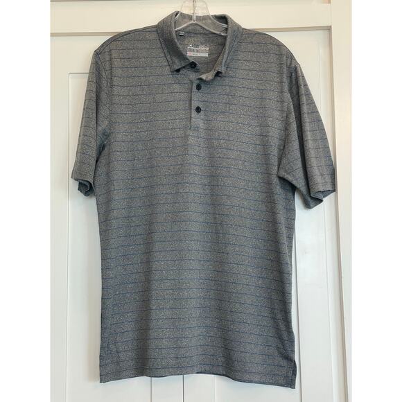 Under Armour Other - Under Armour loose fit heat gear SM Gray and Blue striped polo